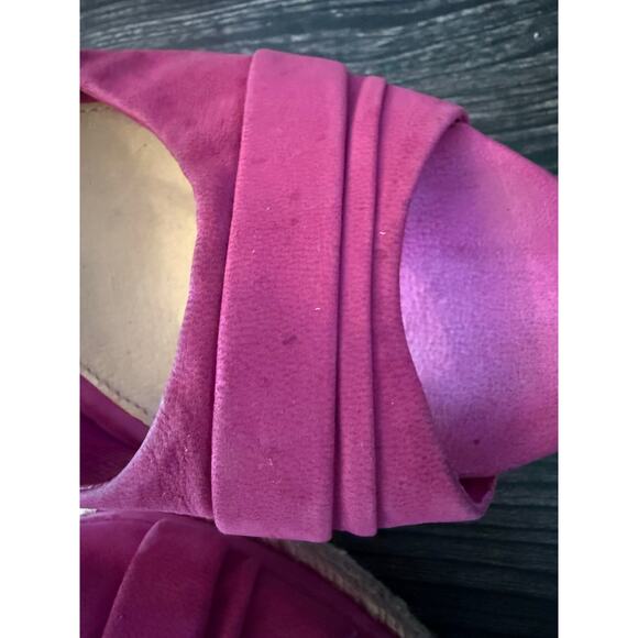 UGG Wedge Magenta Suede Nubuck Leather Espadrille Crossover Platforms Sz. 8.5 - Picture 10 of 10